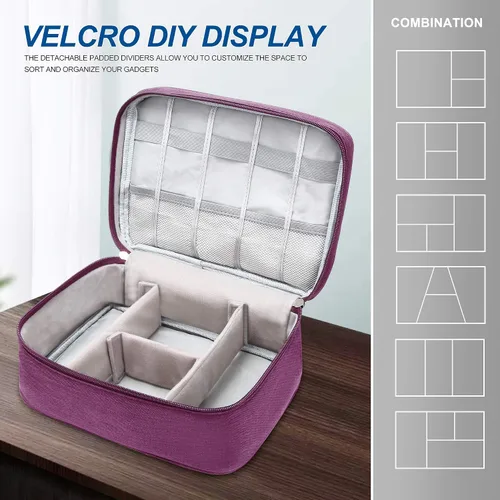 Miniatura 4 de VOCUS Organizador de Electrónica para Viaje Organizador de Cables de Viaje Bolsa para Accesorios Electrónicos, Estuche Portátil de Gran