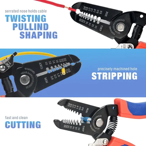 Miniatura 3 de iCrimp Herramienta de pelado de cables, pelacables y cortador de alambre para alambre trenzado y alambre sólido 10-20 AWG