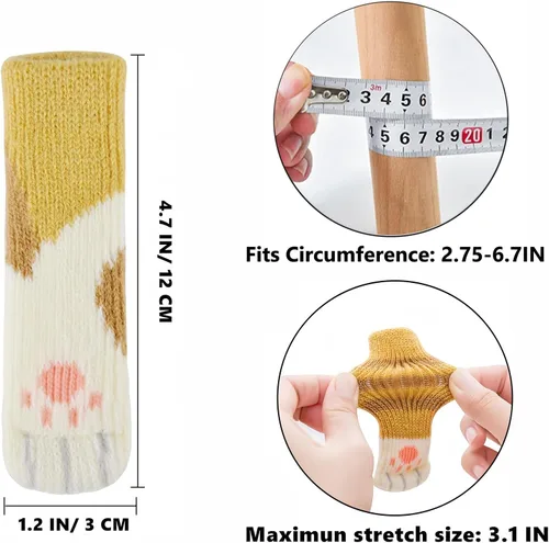 Miniatura 8 de 16 calcetines de silla de gato para patas de silla, protectores de suelo de patas de gato, calcetines para patas de silla para suelos de madera dura