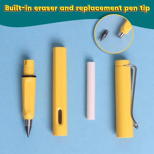 Miniatura 2 de Paquete de 12 lápices Forever para niños para escribir, lápiz infinito, lindo lápiz eterno sin tinta con borrador para bocetos (negro)