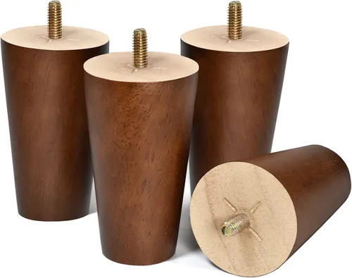 Patas de muebles de madera de 4 pulgadas, patas de repuesto marrones para sofá, armario, futón, aparador, paquete de 4
