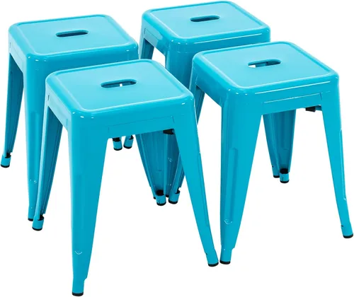 Miniatura 18 de Brage Living Juego de 4 taburetes industriales de metal de 18 pulgadas, taburetes apilables para aula, sillas de comedor de metal sin espalda