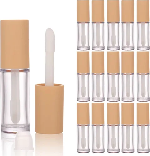 COSIDEA 15 tubos vacíos de PETG grandes doe foot Wand Lip Gloss Tubes de 0.3 fl oz 0.33 oz tubo de brillo de labios nude con aplicador de cepillo