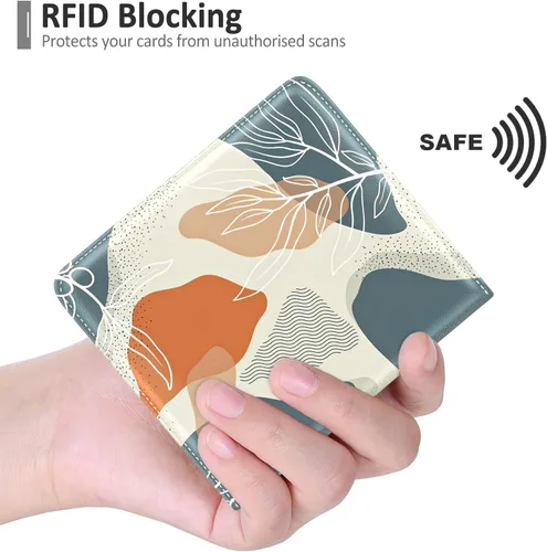 Miniatura 4 de Nipichsha Cartera para mujer, billetera pequeña y delgada con bloqueo RFID para tarjetas de crédito, cartera de cuero compacta de dos pliegues