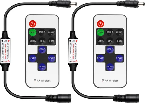 Mini controlador remoto inalámbrico RF para tiras de luces LED de un solo color 3528 5050, control remoto inalámbrico con conector DC, atenuador RF