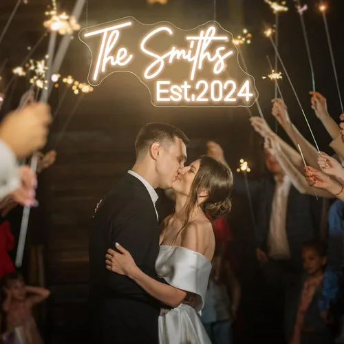 Miniatura 2 de Letrero de neón personalizado para decoración de pared, letrero de neón LED regulable personalizable para boda, familia, regalo de cumpleaños