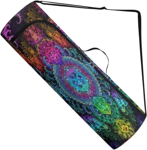 Mandala Yoga Mat Bolsa Portador Cremallera Completa Tamaño Extra Grande 7.9 in*29.9 in Correa Ajustable Pilates Gimnasio Tote Bag Ejercicio Noche de