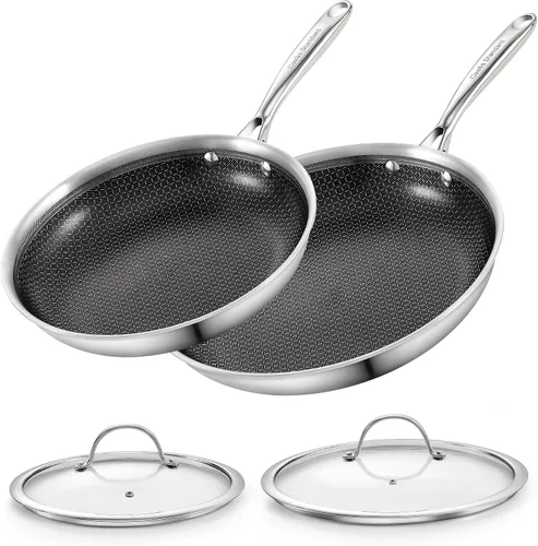 Miniatura 8 de Cooks Standard Sartén antiadherente híbrida de 8 pulgadas con revestimiento de varias capas, sartén de acero inoxidable con tapas de vidrio