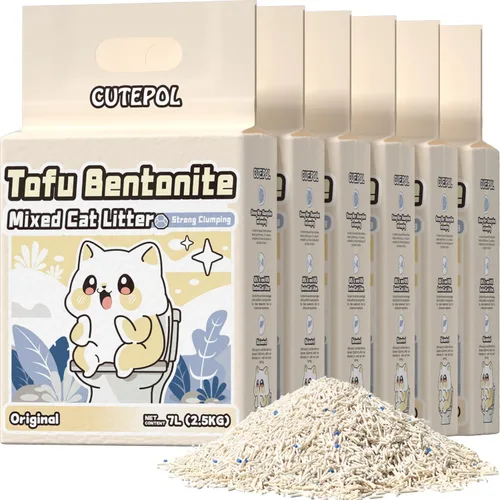 Miniatura 12 de Arena aglutinante mixta 4 en 1 para gatos, 16.5 libras, control de olores y agrupación rápida, absorbente de agua y desechable, sin polvo
