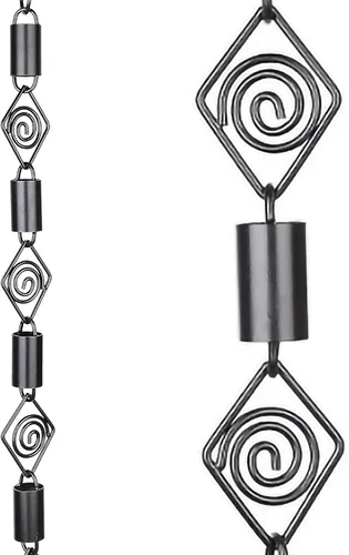 Cadena de lluvia Dimond Link de 8.5 pies - Aluminio recubierto de polvo negro - Reemplazo funcional y decorativo para bajantes de canalón - Cadenas