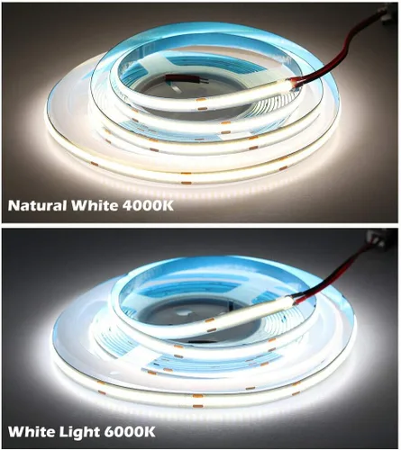 Miniatura 6 de Boarda Tira de LED COB de 24 V, 320/384/528 LEDs/M, color blanco cálido/naturaleza/frío, tira de LED de alta densidad para fiestas, mostradores