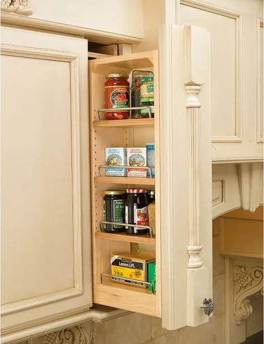Miniatura 8 de Rev-A-Shelf Organizador de pared extraíble para armario de cocina, organizador de despensa deslizante con cierre suave en varios tamaños, madera