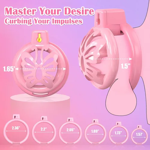 Miniatura 4 de Jaula de castidad para pene masculino - ACUMUM Dispositivos de castidad de silicona suave, jaulas de castidad sissy con 6 anillos para pene