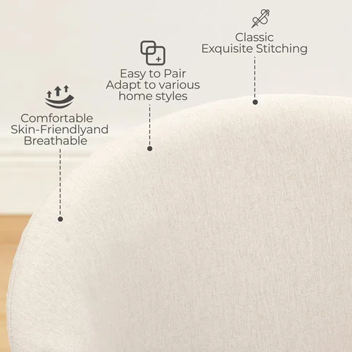 Miniatura 3 de Art Leon Silla de escritorio sin ruedas - Silla moderna de mediados de siglo, silla de escritorio de madera tapizada de tela, silla de oficina