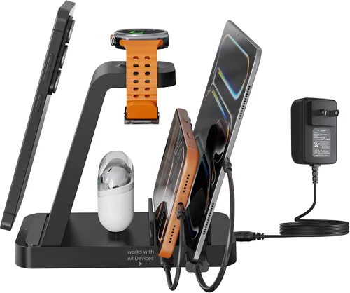 Miniatura 9 de Cargador inalámbrico para Samsung, estación de carga rápida 5 en 1 para Samsung Galaxy Watch 8 7 6 5 4 Galaxy Buds, soporte de carga para S26 Ultra
