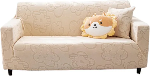 Funda de sofá elástica, funda de sofá de 1, 2, 3, 4, funda de sofá para sofá biplaza, protector de sofá antideslizante para perros y gatos, beige, 1