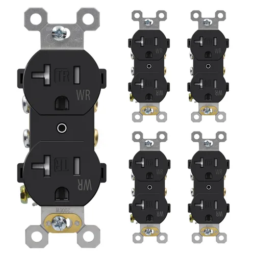 Miniatura 8 de ELEGRP Receptáculo dúplex de 20 amperios y 125 V, toma de corriente eléctrica estándar, resistente a manipulaciones TR y resistente a la intemperie