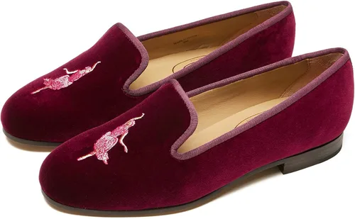 Miniatura 2 de Journey West Mocasines planos de terciopelo para mujer con bordado para fumar