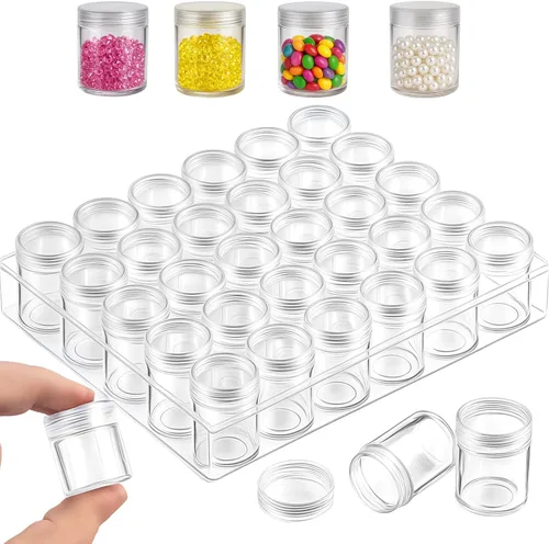 BigOtters Contenedores de almacenamiento de pintura de diamante de 30 rejillas, estuche organizador portátil de cuentas con tapas para manualidades,