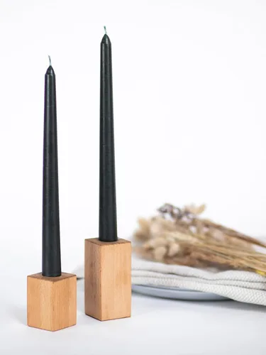 Miniatura 9 de CANDWAX - Velas cónicas de 12 pulgadas, color negro carbón, juego de 4, de combustión lenta, sin aroma, sin humo y sin goteo, perfectas para fiestas