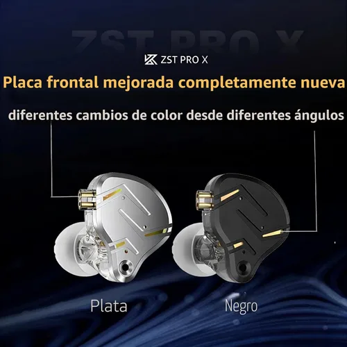 Miniatura 2 de KZ ZST PRO X - Auriculares con monitor intrauditivo, 1BA 1DD híbrido con cable para juegos, sonido de graves profundos, HiFi IEM para juegos, Negro