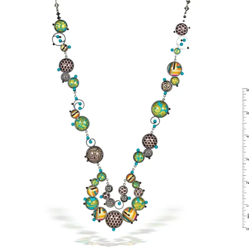 Miniatura 3 de Acapulco Collar en turquesa, oro y tonos tierra n2109