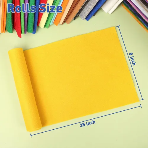 Miniatura 2 de ZAIONE Paquete de hojas de tela de fieltro 7 rollos rígidos de 8 x 35 pulgadas, tela acrílica no tejida de colores surtidos para manualidades