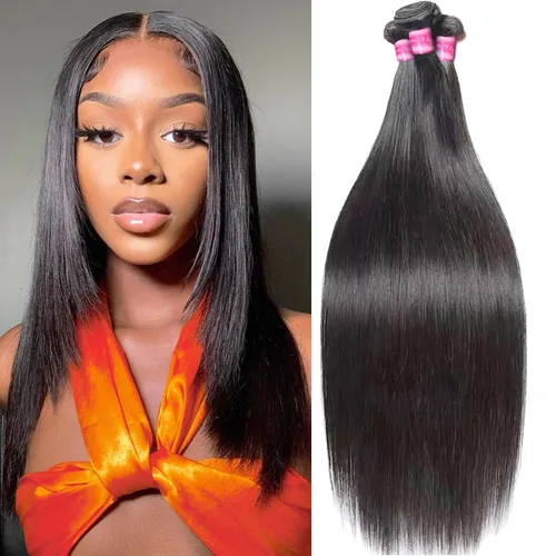 Miniatura 13 de 3 manojos de cabello humano lacio 100% sin procesar virgen brasileño paquetes de 10, 12, 14 pulgadas, mechones de cabello humano corto sin procesar