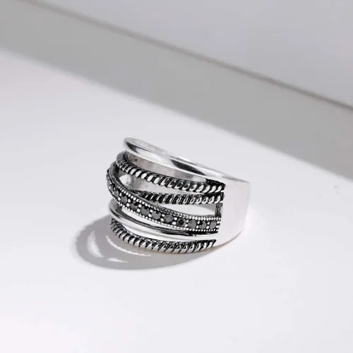 Miniatura 5 de Anillos de plata oxidados para mujer