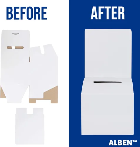 Miniatura 6 de ALBEN Urna blanca brillante de 6 x 6 x 6 pulgadas (paquete de 12) – Caja de boletos versátil para rifas, cajas de sugerencias y donaciones, cabecera