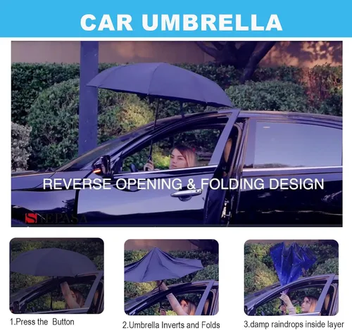 Miniatura 98 de SIEPASA Paraguas invertido invertido de 49/56 pulgadas, doble toldo extra grande, ventilado, resistente al viento, impermeable, paraguas de golf