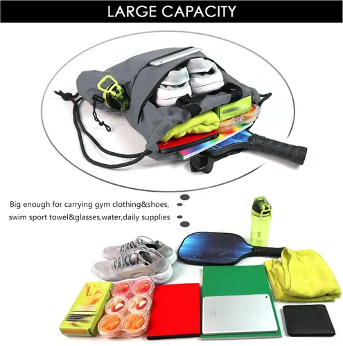 Miniatura 2 de Mochila con cordón para gimnasio, bolsa deportiva para natación, mujeres y hombres, bolsa de entrenamiento con cordón trasero para fútbol