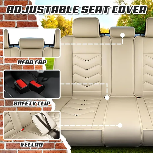 Miniatura 6 de ADERN Fundas de asiento de automóvil para Nissan Altima 2001-2026, funda de asiento de automóvil de piel de napa premium, elegantes fundas de Beige