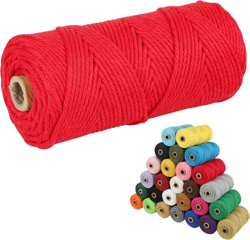 Miniatura 76 de Cordón de algodón para macramé, hilo torcido de 4 capas, cuerda de algodón natural, suministros perfectos de macramé, para hacer soportes colgantes