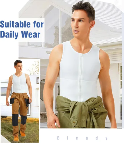 Miniatura 5 de Eleady Compression Shirts for Men Zipper Vest Body Shaper Slimmer Undershirts