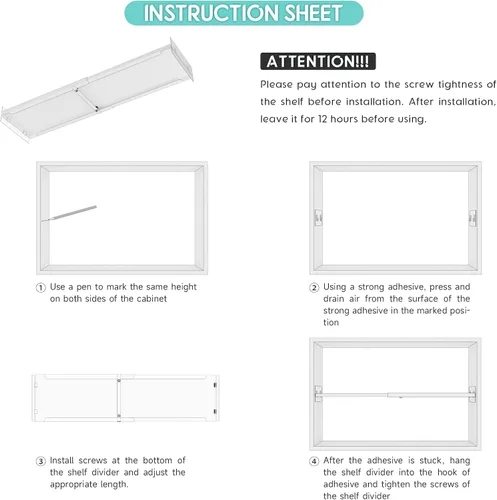 Miniatura 6 de Organizador de estante extensible para armario, 17 ~ 31.5 x 11.8 pulgadas Estante ajustable de metal resistente, para armarios, despensa, armario
