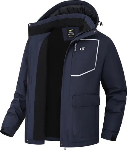 Tyhengta Chaquetas de esquí impermeables para hombre, abrigos de invierno, chaqueta de nieve ajustable, cortavientos de forro polar, rompevientos,