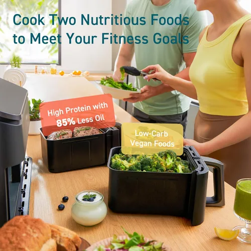 Miniatura 3 de COSORI Freidora de aire dual de 9 cuartos de galón – 10 en 1, comidas frescas equilibradas para la familia y los niños con canastas dobles
