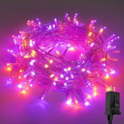 Miniatura 30 de Guirnalda de 100 luces LED conectables para interiores y exteriores, luces de Navidad blancas cálidas de 33 pies, impermeables, 13 modos