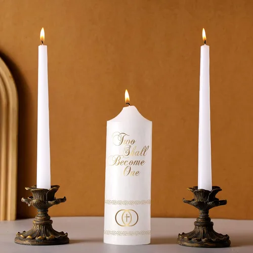 Miniatura 2 de Juego de velas de unidad Frienda para ceremonia de boda Velas de unidad de boda en forma de cono Accesorios para ceremonia religiosa católica (Cruz)