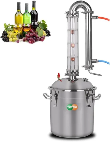 Miniatura 9 de YUEWO Kit de Destilación de Vino de Acero Inoxidable de 5.8 Galones/22 Litros, Destilador de Agua, Kit de Elaboración Casera para Bricolaje