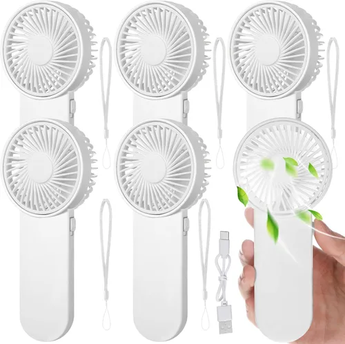 Miniatura 39 de Sumind 6 unidades de pequeño ventilador portátil personal pequeño a granel de 1 velocidad eléctrico lindo alimentado por batería para el cuello