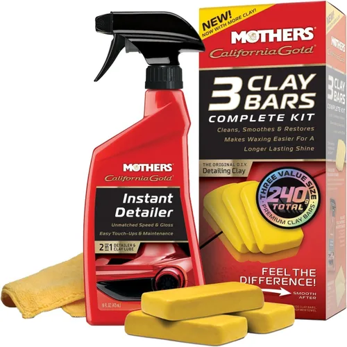 Miniatura 14 de Kit de arcilla Mothers California Gold, 1 barra de arcilla de 100 gramos + 16 oz. Detalle instantáneo — Elimina contaminantes, restaura el brillo