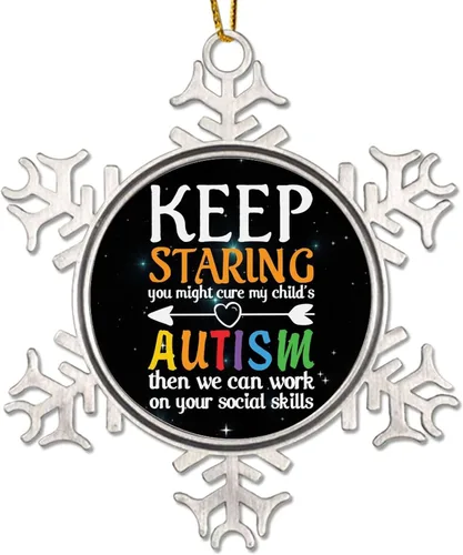 Miniatura 10 de Live Love Accept Autism Heartbeat Adornos para árbol de Navidad, decoración de autismo, rompecabezas divertido para colgar en Navidad