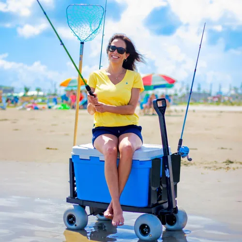 Miniatura 7 de Mighty Max Cart Carro compacto de pesca de playa al aire libre - Dolly Chest Dolly, Cooler Caddy Wheels - Base plana expandible y soportes