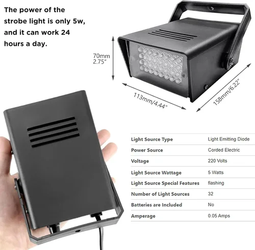 Miniatura 5 de Paquete de 2 luces estroboscópicas de discoteca para fiesta, 32 mini luces LED estroboscópicas para fiestas, luces estroboscópicas enchufables