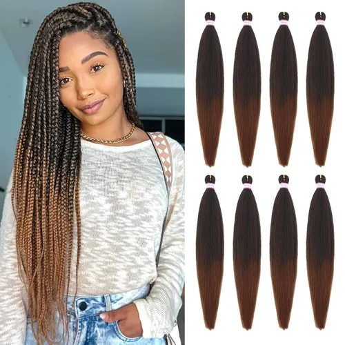 Miniatura 9 de Extensiones de cabello para trenzar preestiradas, color negro, 12 pulgadas, 8 paquetes de cabello natural para trenzar, fácil trenza, ajuste de agua