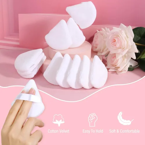 Miniatura 4 de Thrilez 20 piezas Borla de Polvo Triangular, Borlas de Polvo Suelto Borlas de Maquillaje para Polvo Facial, Borla de Polvo Fijador para Maquillaje