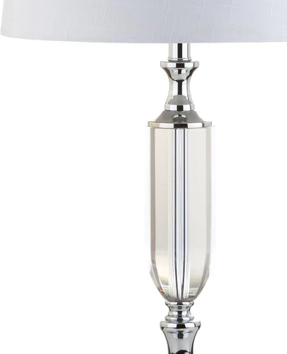 Miniatura 5 de JONATHAN Y JYL2046A - Lámpara de mesa LED transparente de cristal acanalado de 27 pulgadas, lámpara de noche tradicional cromada para sala de estar