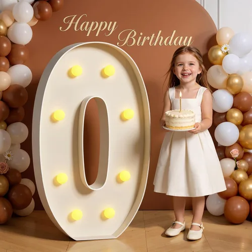 Miniatura 58 de Números de marquesina de 4 pies de alto, 4 pies de alto, números grandes iluminados 0 para 30, 40, 50, 60, decoración de fiesta de cumpleaños